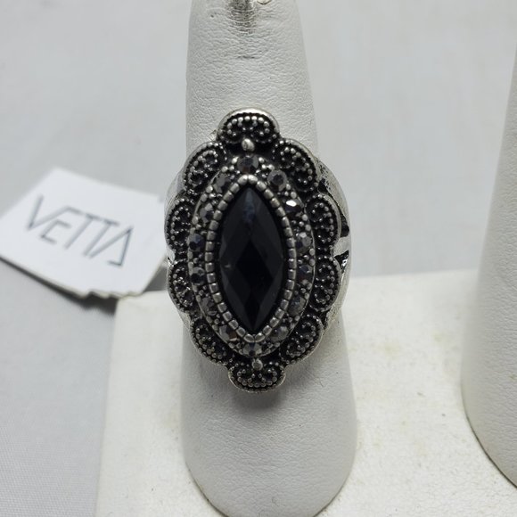 Vetta silver marcasite with stones ring - Picture 1 of 4